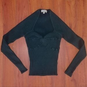 Aqua long sleeves fake corset